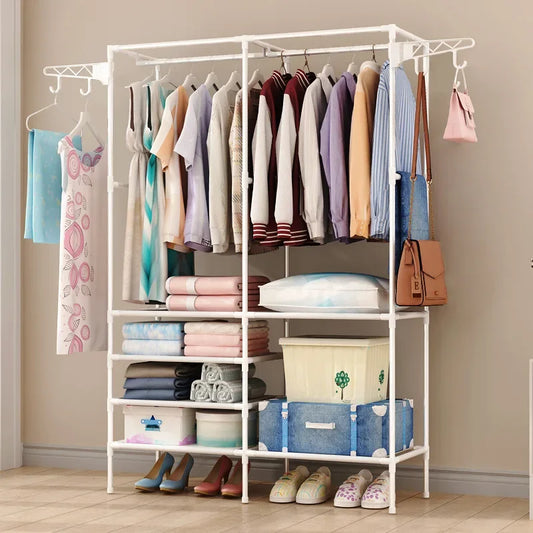 Multi functional Clothes Rack, Floor Mounted Double Row