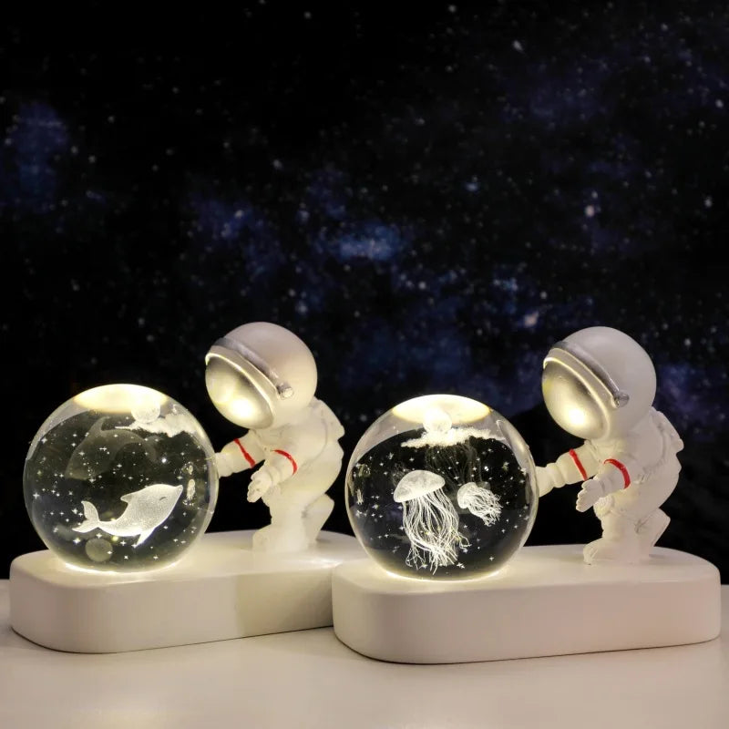 Crystal Ball Night Light With Laser Engraved Solar System