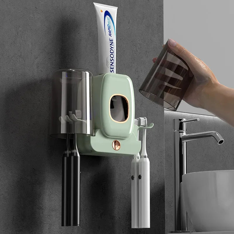 Toothbrush Steriliser With A Toothpaste Squeezer