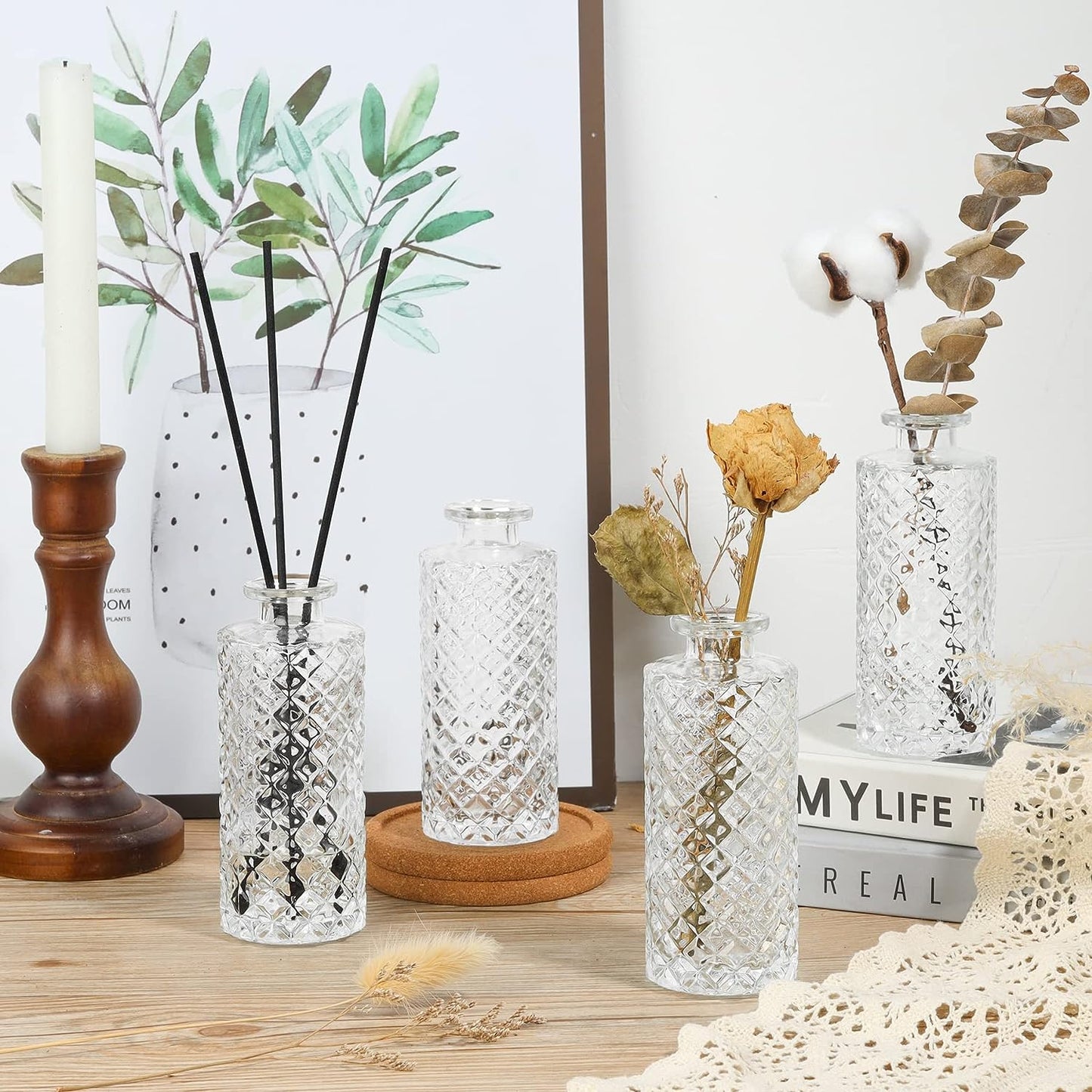 Glass Bud Vases Set of 6